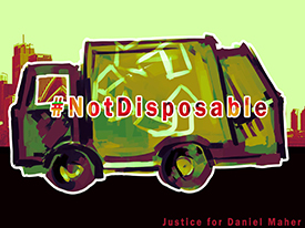 Immigrants Are #NotDisposable - Rally 8/12/15 to Demand Release of Daniel Maher, Ecology Center Recycling Director