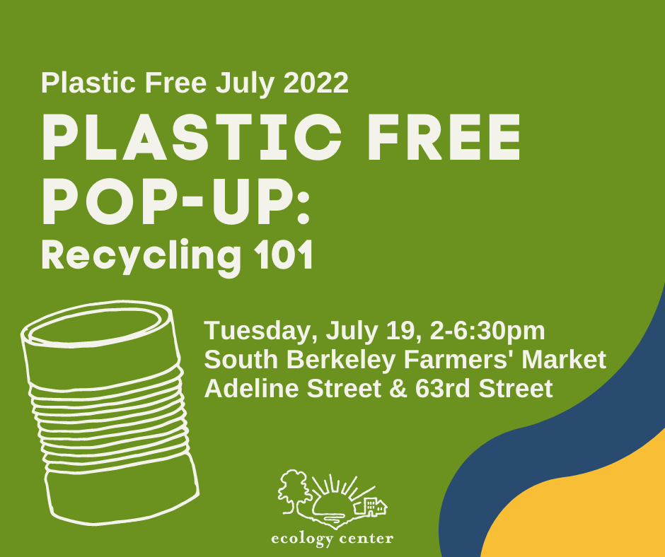 Graphic with line art of a tin can, text reads" Plastic Free Pop-up: Recycling 101"